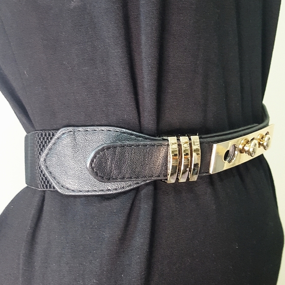 Elastic Stretchy High Waist🖤Gold Buckle - Picture 3 of 7